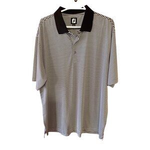 FootJoy ProDry Performance Lisle Stripe Polo Black White Striped Shirt XXL Golf